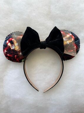 Iron Man Disney Ears Headband Marvel Avengers Minnie Mickey Ears Velvet Bow